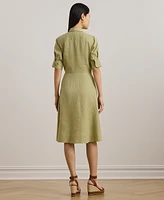 Lauren Ralph Petite 100% Linen Tie-Front Shirtdress