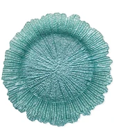 American Atelier Reef Glass Turquoise Charger Plate 13", Set of 4