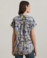 Lauren Ralph Petite Relaxed-Fit Floral Short-Sleeve Shirt