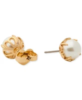 Kate Spade New York Gold-Tone Imitation Pearl Flower Frame Stud Earrings