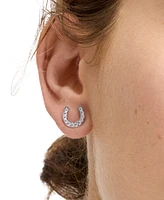 Kate Spade New York Silver-Tone Cubic Zirconia Pave Horseshoe Stud Earrings