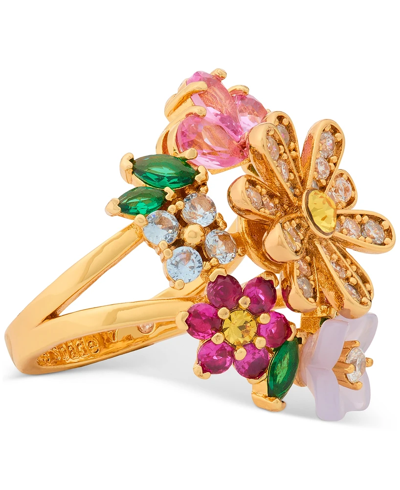 Kate Spade New York Gold-Tone Stone & Cubic Zirconia Bursting Blooms Statement Ring