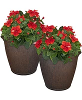 Anjelica 24" Double-Walled Polyresin Outdoor Planter with Uv-Resistant Rust Finish