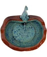 Sunnydaze Decor Glazed Ceramic Fish 7-Inch Outdoor Water Fountain - Electric Sumersible Pump with Adjustable Flow - Aqua and Brown