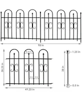 Sunnydaze Decor Finial 8' Set of 2 Decorative Garden Fence Panels - Iron Border Fence - 49.25" W x 38.25" H Per Panel - Black