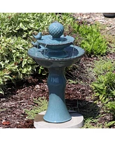 Sunnydaze Decor Resting Birds 27-Inch Ceramic Outdoor Water Fountain - 2 Tiers - Electric Submersible Pump with Adjustable Flow