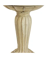 Sunnydaze Decor Grecian Column 20-Inch H Glass Fiber Reinforced Concrete Construction Garden Bird Bath - White