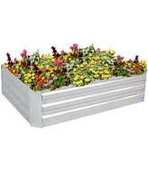 11.75" H Raised Metal Garden Bed - Galvanized Raised Garden Bed Outdoor for Vegetables and Flowers - Silver - 4' x 3' Rectangle