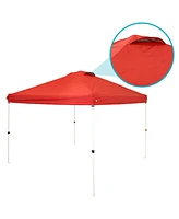 10 x 10 Foot Premium Pop-Up Canopy with Rolling Carry Bag and Sandbags - Straight Leg Folding Shade Shelter - Red