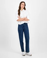 And Now This Women's Boxy Cotton Button-Front Shirt