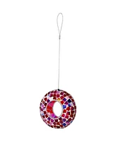 6-Inch Glass Mosaic Hanging Bird Feeder for Outdoors - Fly-Through Wild Bird Feeder