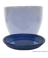 Ceramic Outdoor Flower Pot Saucers Set of 4 - Uv- and Frost-Resistant - Imperial Blue Glazed Finish