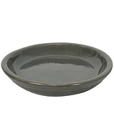 Sunnydaze Decor Ceramic Outdoor Flower Pot Saucers Set of 4 - Uv- and Frost-Resistant - Gray Glazed Finish - 7-Inch