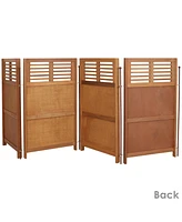 Outdoor Patio or Porch Meranti Wood with Teak Oil Finish Folding Privacy Screen Fence - 44"