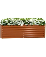 71-Inch Rectangular Raised Garden Bed - Galvalume Steel Vegetable Flower Bed Planter Kit - Brown