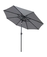 Sunnydaze Decor 9-Foot Patio Umbrella with Solar Led Lights and Push Button Tilt - Aluminum Pole and Polyester Canopy - Gray