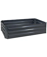 Sunnydaze Decor 48-Inch Galvanized Steel Raised Garden Beds - Rectangle Planter for Vegetables and Flowers - Dark Gray - Set of 2