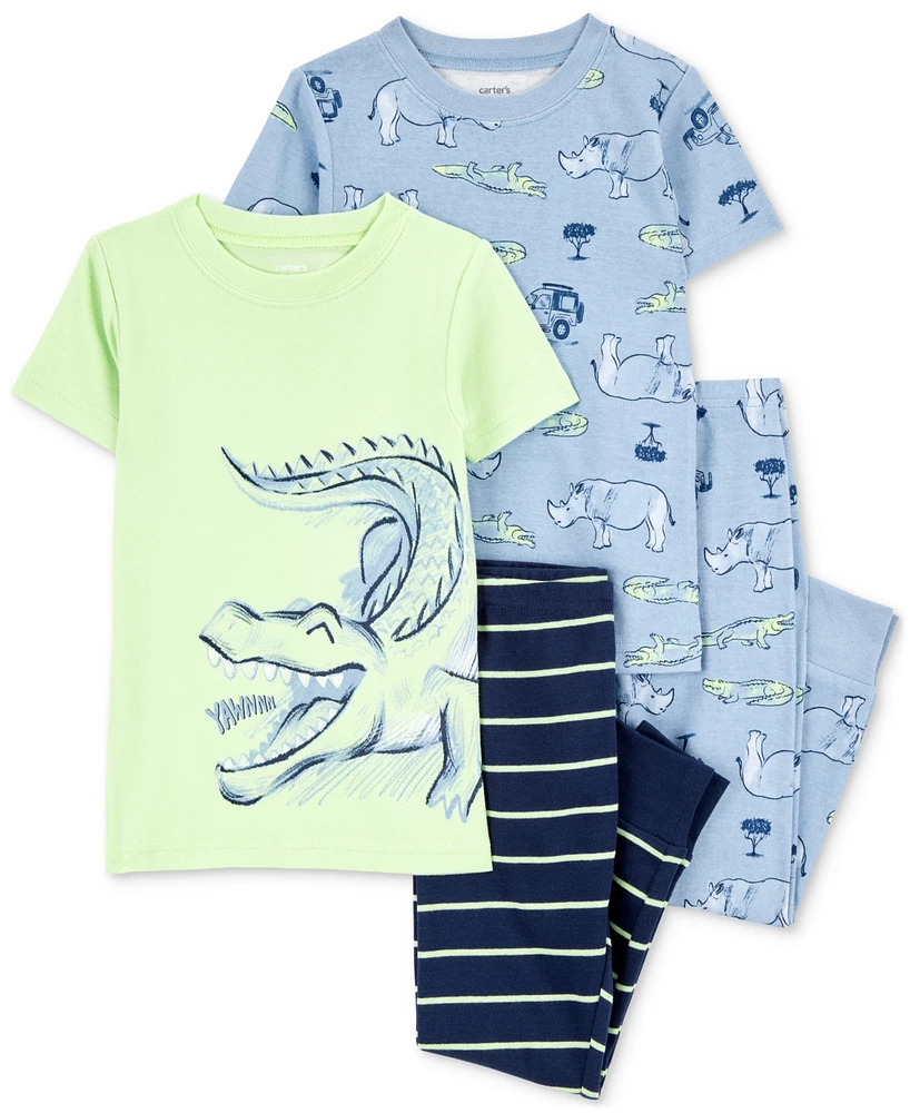 Carter's Toddler Boys Alligator Cotton Pajamas, 4-Piece Set