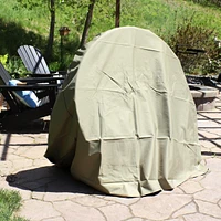 Outdoor Firewood Log Rack Hoop and Cover Set - Powder-Coated Steel Round Firewood Rack and Pvc Cover - Khaki - 40-Inch