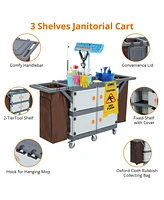 gaomon Commercial Janitorial Cart with Cabinet