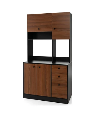 Gouun 71 Inch Kitchen Pantry with 3 Storage Cabinet and 3 Deep Drawers