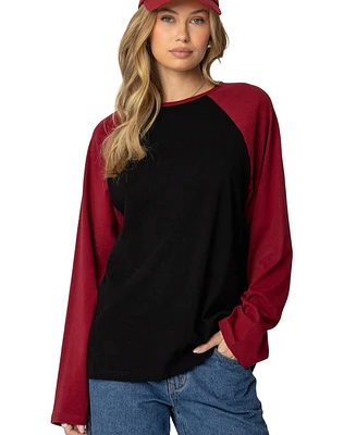 Edikted Women's Oversized Raglan Long Sleeve T Shirt