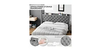 gaomon King Bed Frame with Wingback Headboard, Luxurious Linen Upholstery Platform Bed