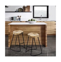 Slickblue Industrial Barstool with Saddle Seat – Modern Rustic Design for Kitchen & Bar Seating