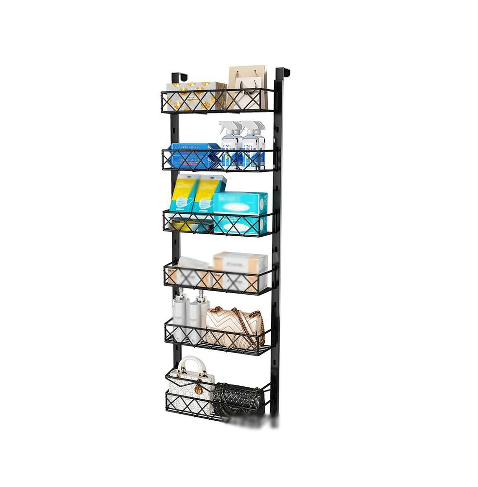 gaomon 6-Tier Over The Door Pantry Organizer, Adjustable Metal Kitchen Pantry Organizers, Hanging Over The Door Spice Rack