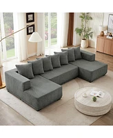 Boyel Living Chenille U-Shaped Sectional Sofa Set,Minimalist Style Modular with Foot Pads, Luxury Fabric Cloud Couch for Livin