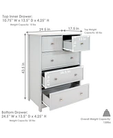 5-Drawer Vertical Beadboard Dresser - Gray - 43.5-Inch Tall