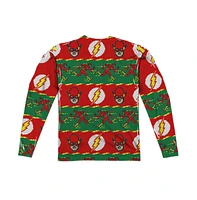 Flash Men's Dc Comics Ugly (Front/Back Print) Long Sleeve Adult Poly Crew Tee / T-Shirt