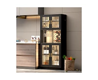 Vlsrka Wine Bar Storage Cabinet with Led Lights