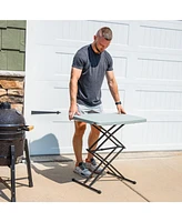 Adjustable Height Utility Table - Rectangle Folding Table with Collapsible Legs and Plastic Top - Indoor or Outdoor Use - Gray - 29.5" H
