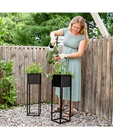 Modern Simplicity 8.25" Square Cold-Rolled Steel Outdoor Elevated Planter