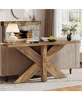 Tribesigns 70.9 Inches Long Sofa Table Behind Couch, Farmhouse Console Entry with Wooden Geometric Base for Entryway, Living Room