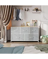 Wlive Dresser for Bedroom with 5 Drawers Wide Chest of Drawers Fabric Dresser Storage Organizer Unit with Fabric Bins for Closet Living Room Hallway