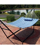 Polyester Quilted Hammock Pad and Pillow Set - Weather-Resistant - Breakwater Stripe