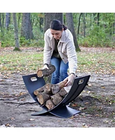 Sunnydaze Decor 30-Inch Outdoor Firewood Log Rack - Heavy-Duty Black Powder Coated Steel Construction