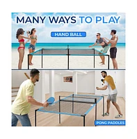 SereneLife Portable Slam Pong Set, Adjustable Table Feet, Includes Accessories