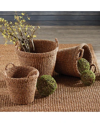 Napa Home & Garden Seagrass Tapered Baskets With Handles And Cuffs, Set Of 3