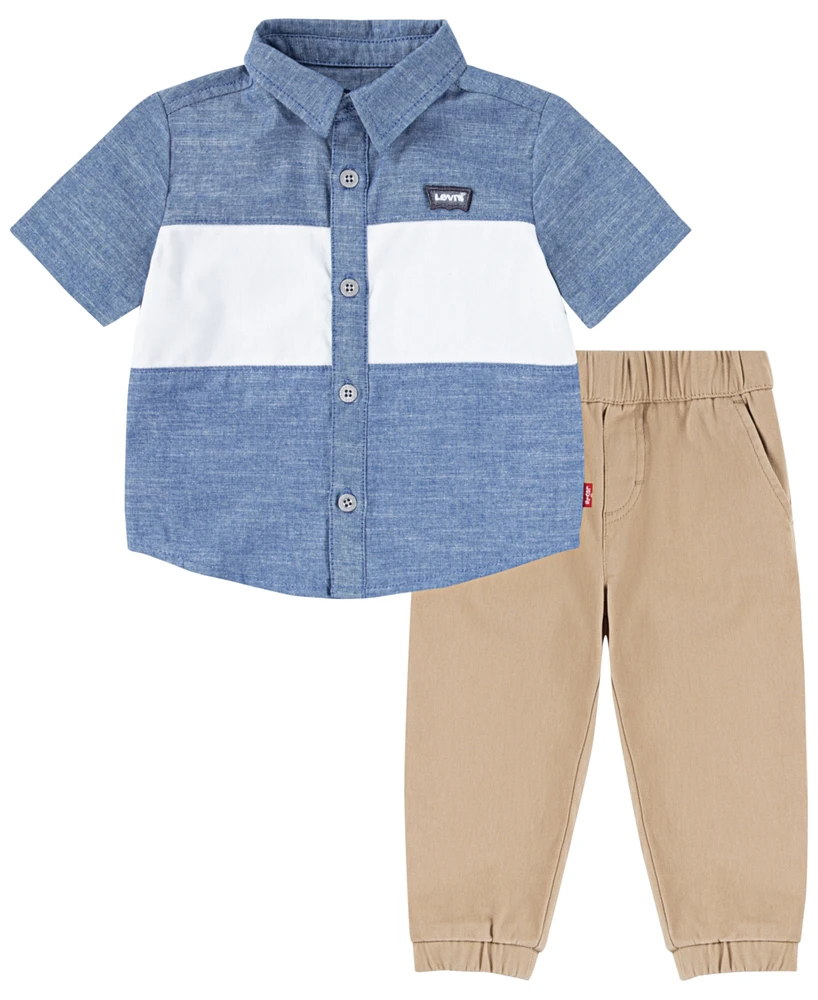 Levi's Little Boys 2-Piece Denim Shirt and Jogger Pants