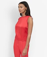 Dkny Women's Mixed-Media Ribbed Sweater Vest