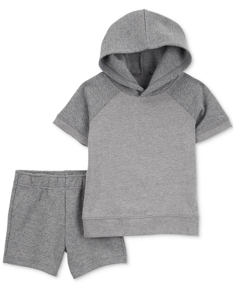 Carter's Toddler Boys Quilted Hooded Shirt & Shorts, 2-Piece Set