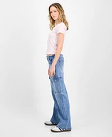 Celebrity Pink Juniors' High Rise Wide Leg Cargo Jeans