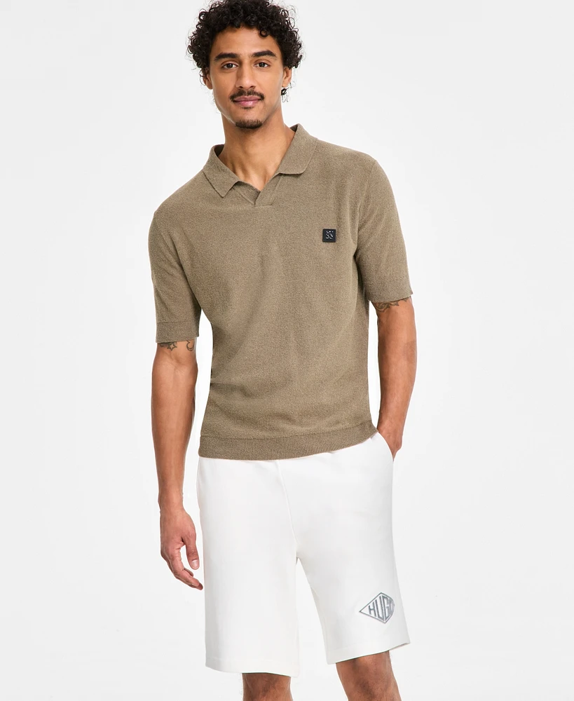 Hugo Boss Men's Cotton-Blend Logo Relaxed Polo Sweater