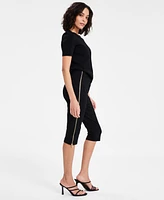 Bar Iii Women's High-Rise Side-Zipper Ponte Capri Pants, Exclusively at Macy's