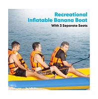 SereneLife 3-Person Inflatable Banana Boat, With Foot Pump & Repair Kit