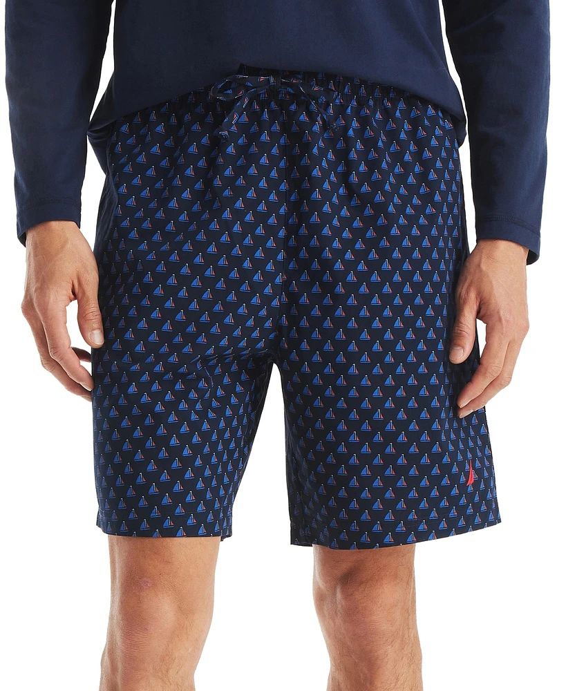 Nautica Men's Sailboat Print Poplin 8" Sleep Shorts
