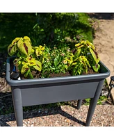 Sunnydaze Decor Self-Watering Raised Garden Bed with Cover - Includes Water Tube - Polypropylene Construction - Gray